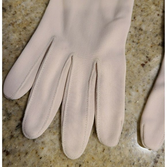 Vtg Cream Color Nylon 10.5" Formal Stretch Women's Gloves. One size fits all USA - Picture 3 of 12